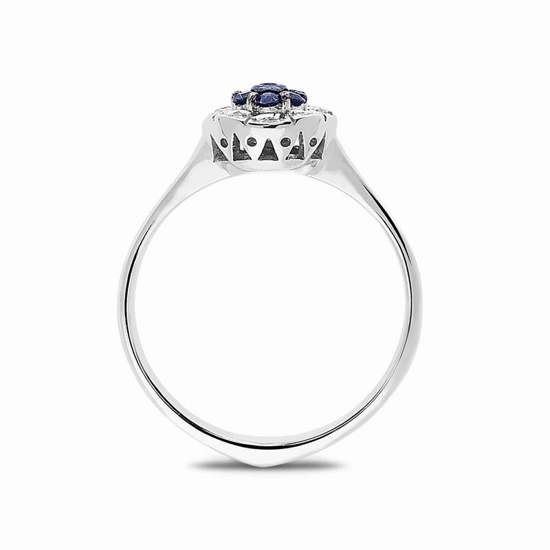 Ponte Vecchio 18ct White Gold 0.18ct Sapphire Diamond Cluster Ring D