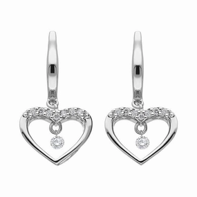 Ponte Vecchio 18ct White Gold 0.26ct Diamond Heart Drop Earrings