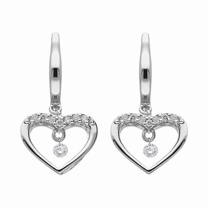 Ponte Vecchio 18ct White Gold 0.26ct Diamond Heart Drop Earrings