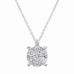 Ponte Vecchio 18ct White Gold 0.50ct Diamond Cluster Necklace D