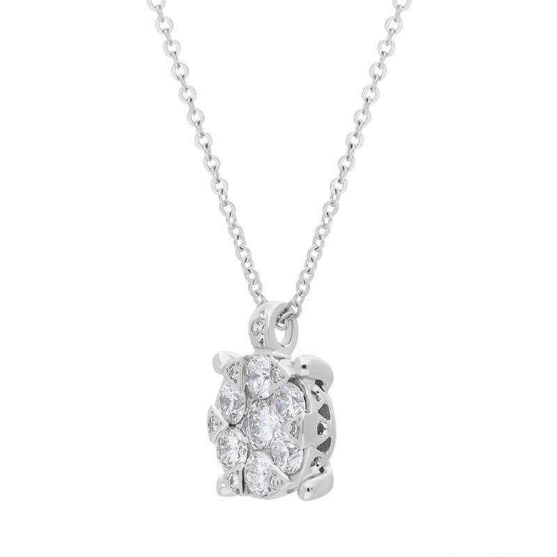 Ponte Vecchio 18ct White Gold 0.50ct Diamond Cluster Necklace D