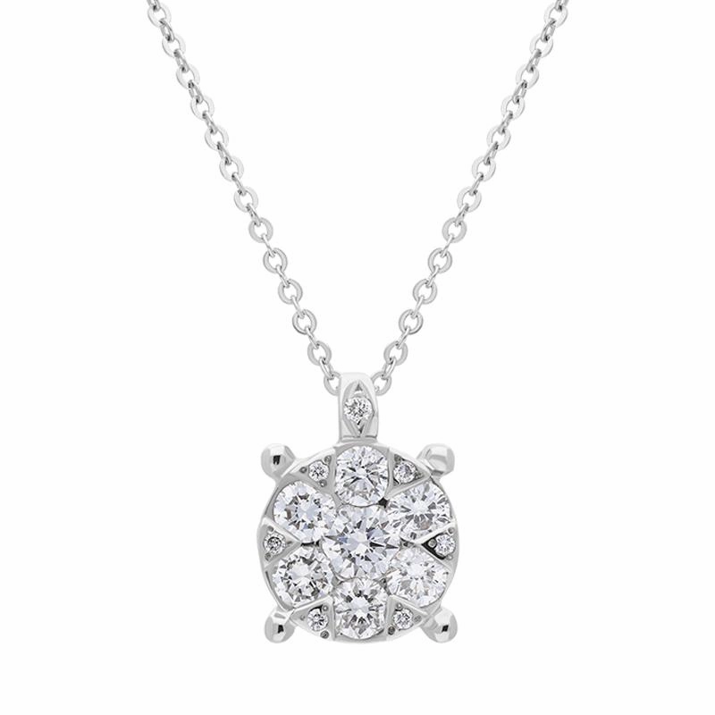 Ponte Vecchio 18ct White Gold 0.50ct Diamond Cluster Necklace D