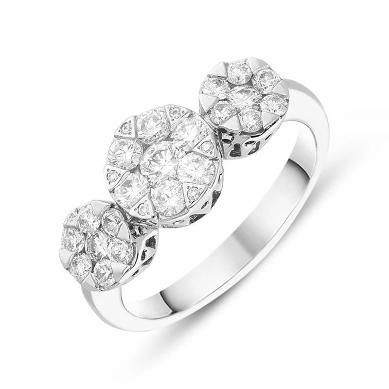 Ponte Vecchio 18ct White Gold 0.89ct Diamond Cluster Ring D