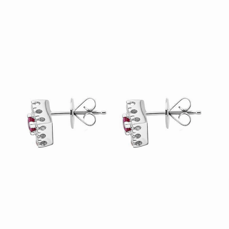 Ponte Vecchio 18ct White Gold Ruby and Diamond Square Ruby Earrings