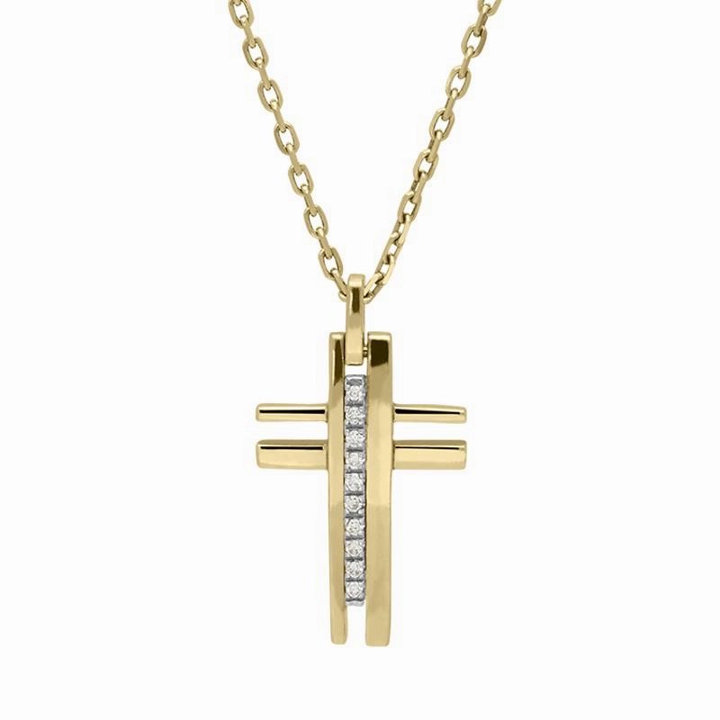 Ponte Vecchio 18ct Yellow Gold Diamond Cut Out Cross Necklace D
