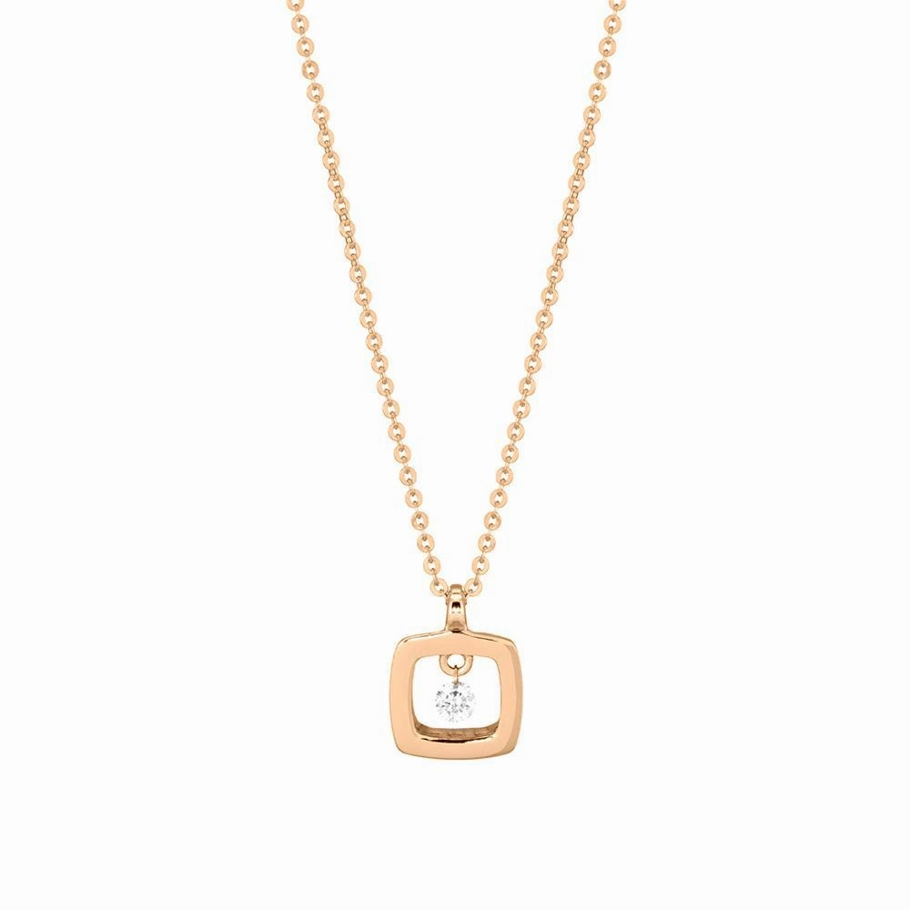 Ponte Vecchio 18ct Yellow Gold Diamond Open Cube Necklace D
