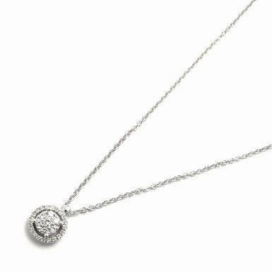 Ponte Vecchio Artemide 18ct White Gold 0.15ct Diamond Halo Necklace