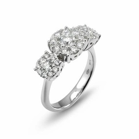 Ponte Vecchio Artemide 18ct White Gold 1.25ct Diamond Cluster Trilogy Ring