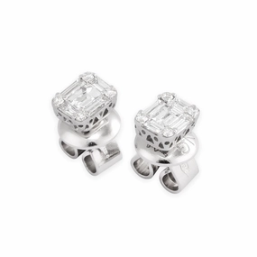 Ponte Vecchio Benvenuto 18ct White Gold 0.42ct Diamond Baguette Stud Earrings