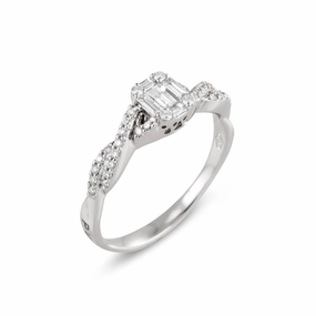 Ponte Vecchio Benvenuto 18ct White Gold 0.45ct Diamond Baguette Twist Ring
