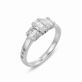 Ponte Vecchio Benvenuto 18ct White Gold 0.53ct Diamond Baguette Trilogy Ring