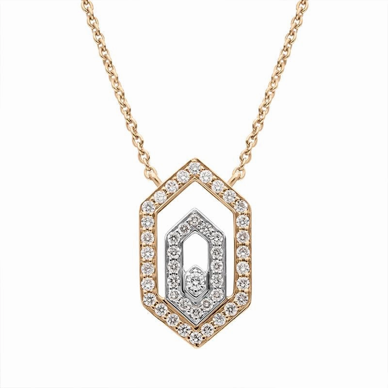 Ponte Vecchio Butterfly 18ct Rose Gold 0.27ct Diamond Hexagon Necklace D