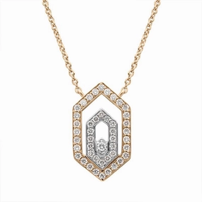 Ponte Vecchio Butterfly 18ct Rose Gold 0.27ct Diamond Hexagon Necklace D