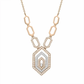 Ponte Vecchio Butterfly 18ct Rose Gold 0.72ct Diamond Triple Hexagon Necklace D