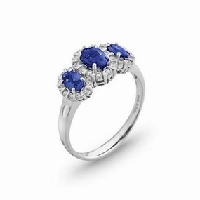 Ponte Vecchio Eternity 18ct White Gold 1.30ct Sapphire Diamond Oval Cluster Ring