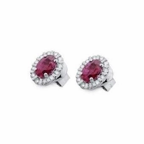 Ponte Vecchio Eternity 18ct White Gold 1.40ct Ruby Diamond Cluster Earrings