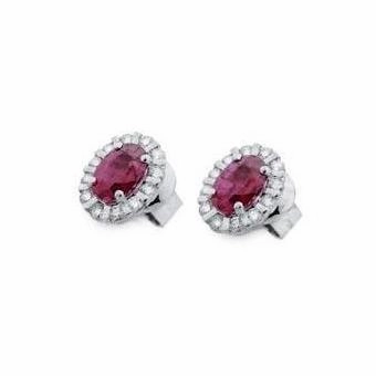 Ponte Vecchio Eternity 18ct White Gold 1.40ct Ruby Diamond Cluster Earrings