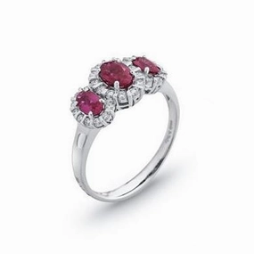 Ponte Vecchio Eternity 18ct White Gold 1.40ct Ruby Diamond Oval Cluster Ring