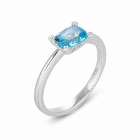 Ponte Vecchio Iris 18ct White Gold 1.03ct Blue Topaz Diamond Ring