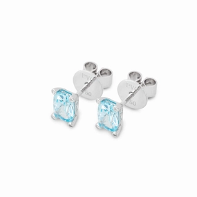 Ponte Vecchio Iris 18ct White Gold Sky Topaz Diamond Stud Earrings