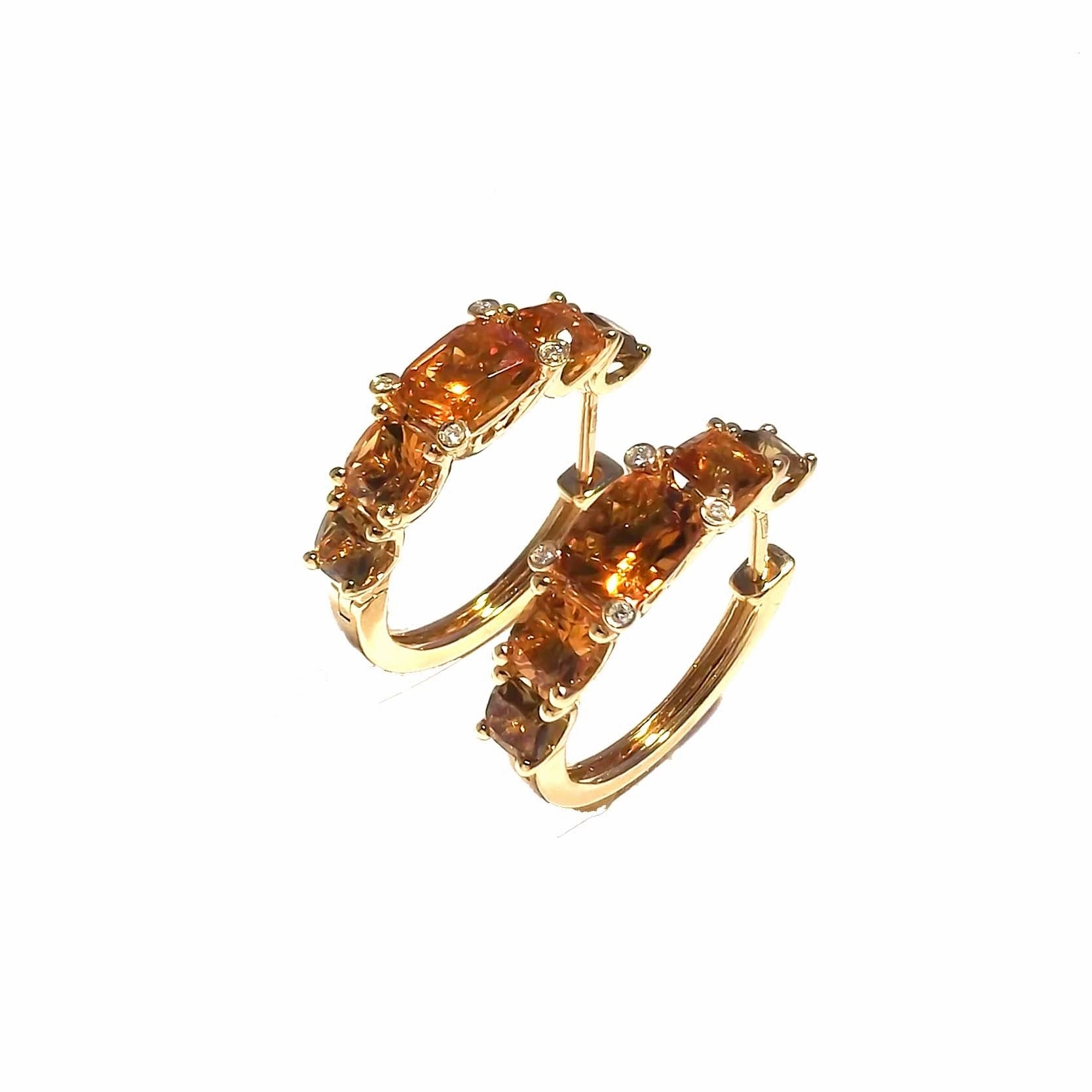 Ponte Vecchio Iris 18ct Yellow Gold Citrine Diamond Hoop Earrings
