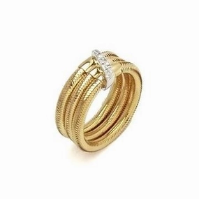 Ponte Vecchio Nobile 18ct Yellow Gold 0.07ct Diamond Triple Row Ring