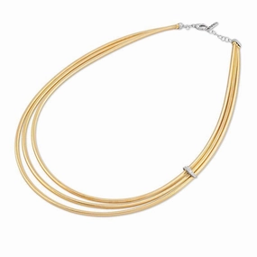 Ponte Vecchio Nobile 18ct Yellow Gold 0.12ct Diamond Three Strand Necklace