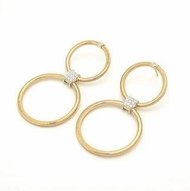 Ponte Vecchio Nobile 18ct Yellow Gold 0.35ct Diamond Double Loop Drop Earrings