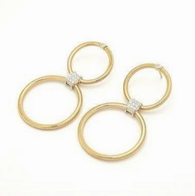 Ponte Vecchio Nobile 18ct Yellow Gold 0.35ct Diamond Double Loop Drop Earrings