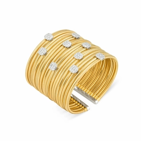 Ponte Vecchio Nobile 18ct Yellow Gold 1.42ct Diamond Cluster Cuff Bangle