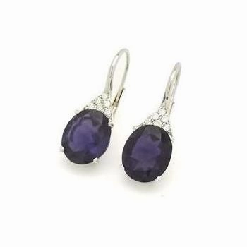 Ponte Vecchio Signoria 18ct White Gold 6.60ct Iolite Diamond Drop Earrings