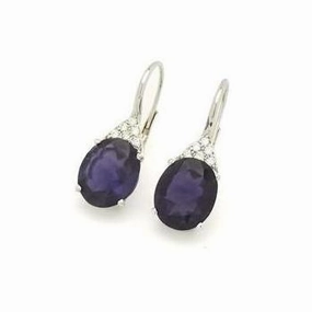 Ponte Vecchio Signoria 18ct White Gold 6.60ct Iolite Diamond Drop Earrings