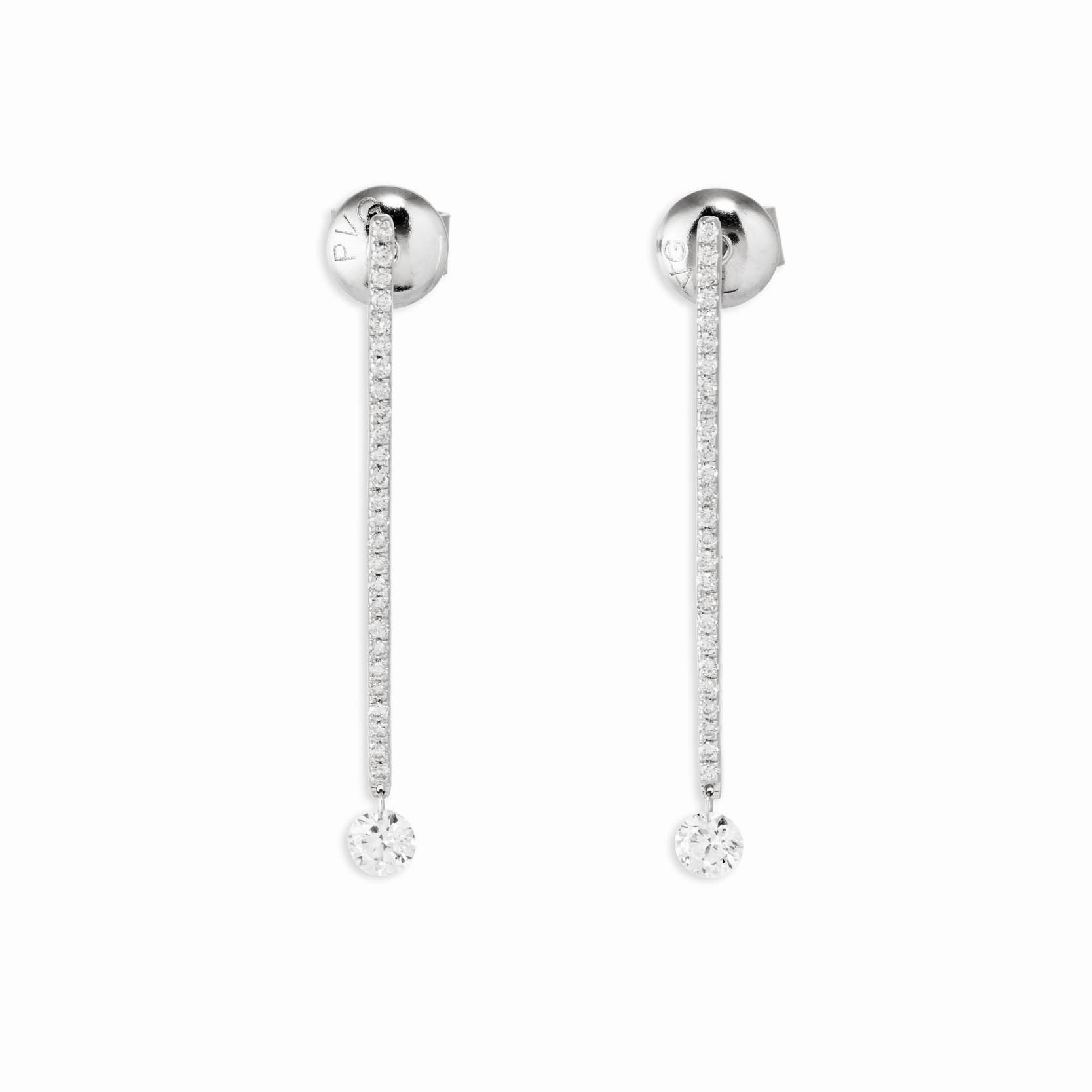 Ponte Vecchio Vega 18ct White Gold 0.54ct Diamond Bar Drop Earrings