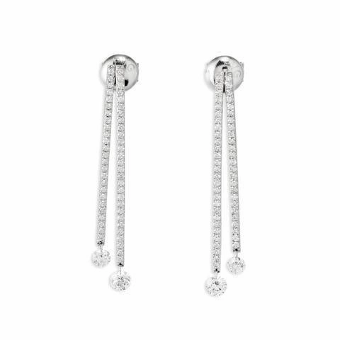 Ponte Vecchio Vega 18ct White Gold 0.90ct Diamond Double Bar Drop Earrings