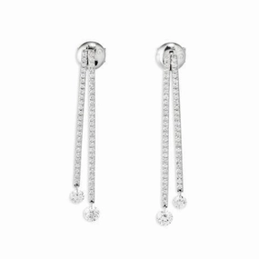 Ponte Vecchio Vega 18ct White Gold 0.90ct Diamond Double Bar Drop Earrings