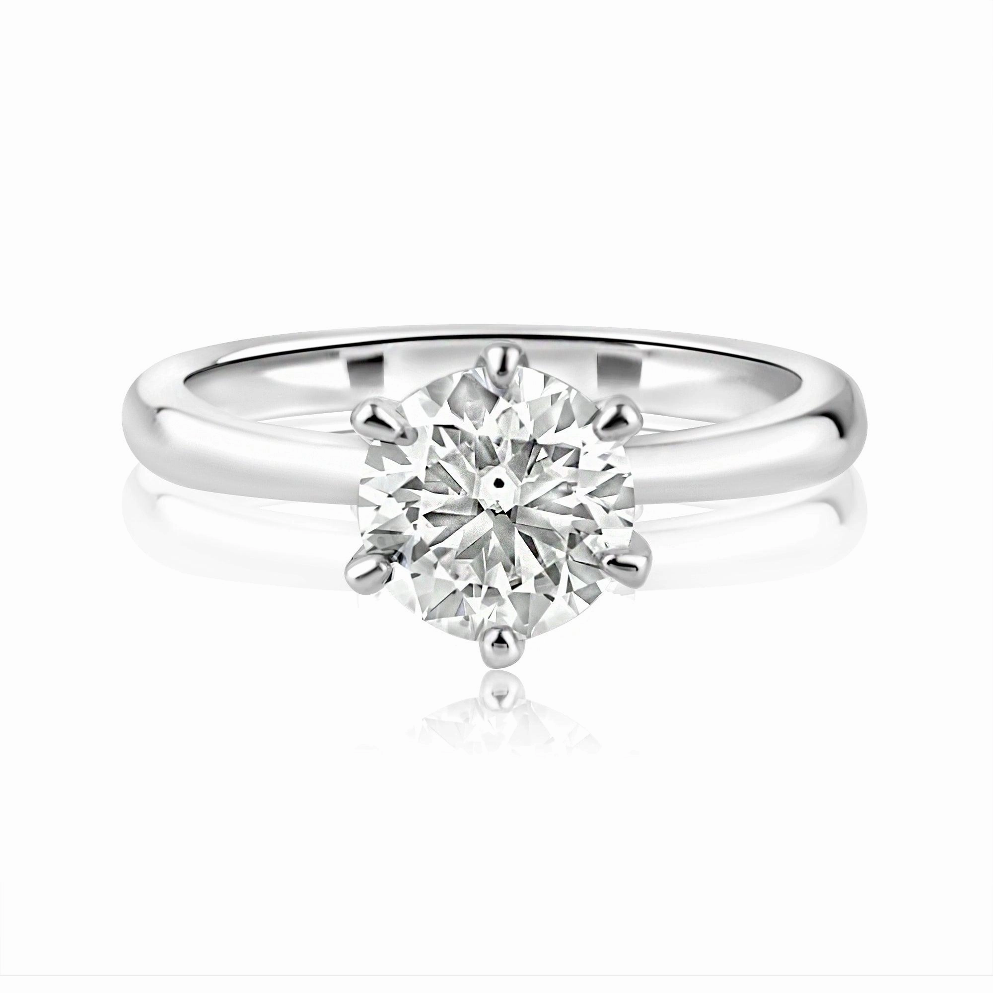 Rhodium Plated 925 Sterling Silver 1 Carat Moissanite Ring - MBGR00001
