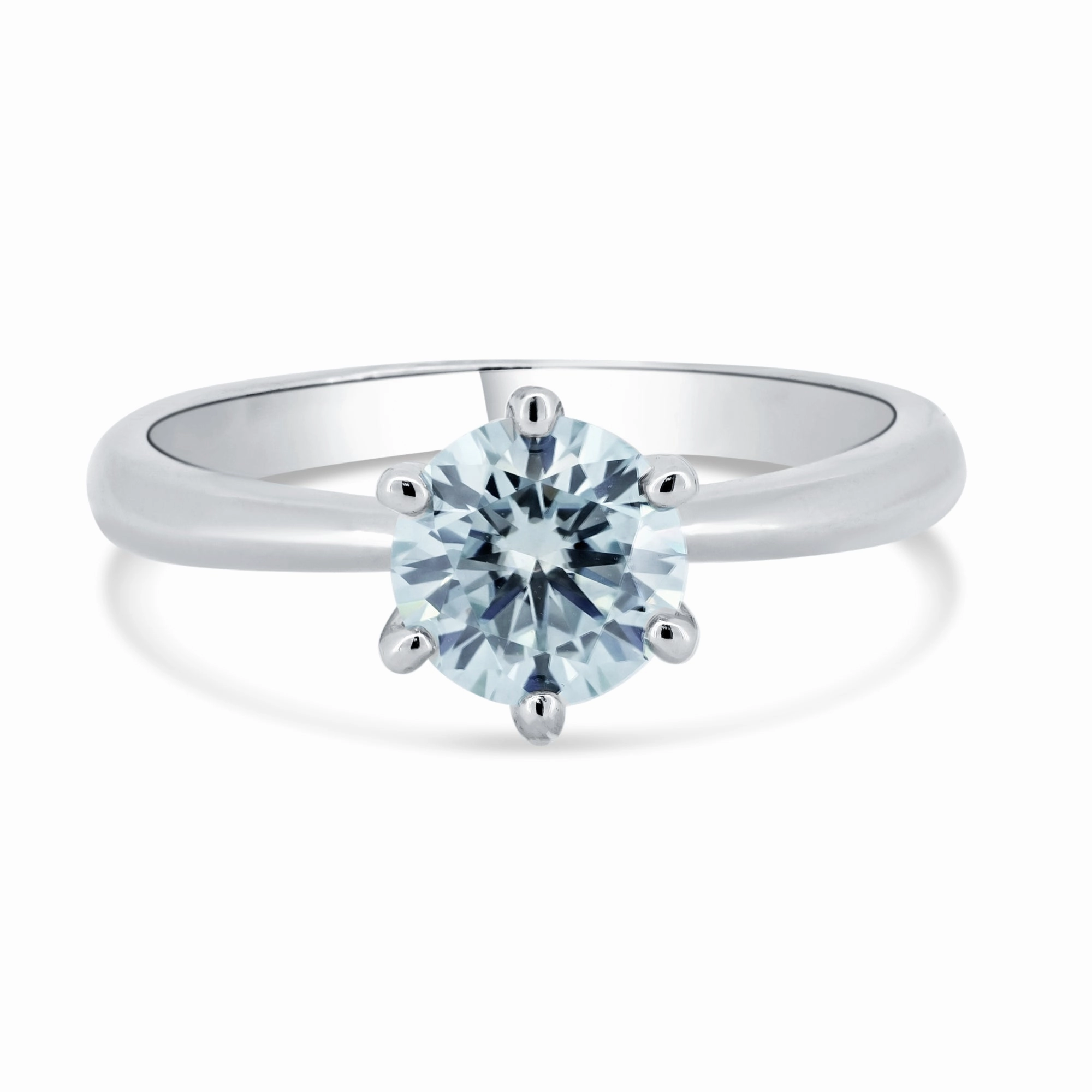 Rhodium Plated 925 Sterling Silver 1 Carat Moissanite Ring - MBGR00001