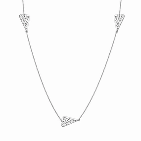 Rhodium Plated 925 Sterling Silver 5 Heart Necklace - DIN00017RH
