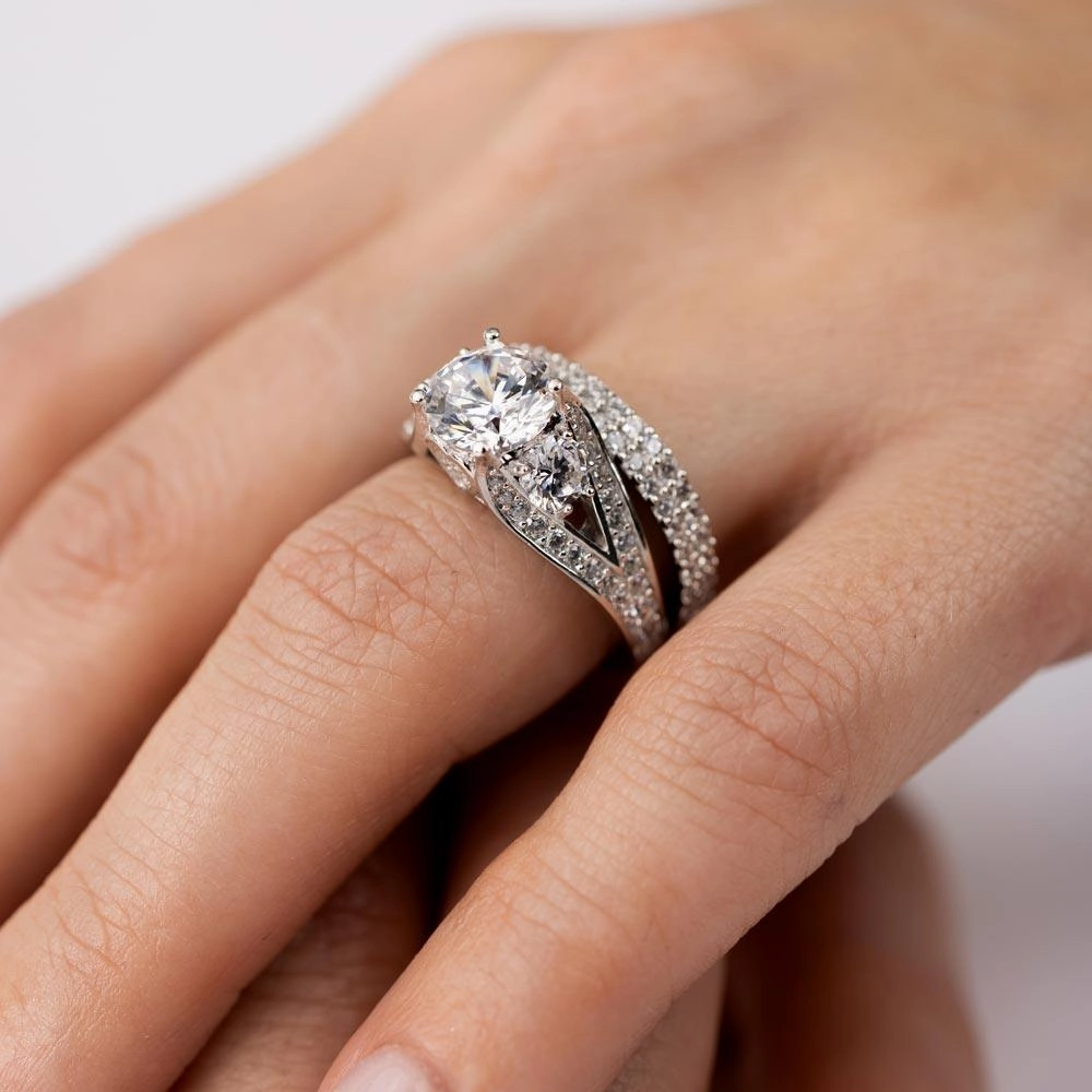 Rhodium Plated 925 Sterling Silver CZ Bridal Ring - GMR00203