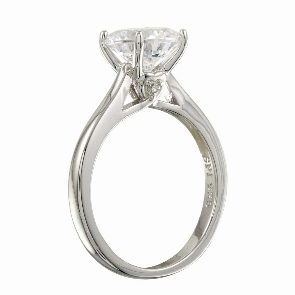 Rhodium Plated 925 Sterling Silver CZ Stone Ring - STR01094