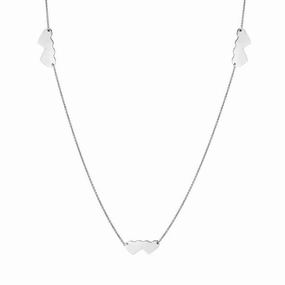 Rhodium Plated 925 Sterling Silver Double Heart Necklace - DIN00020RH