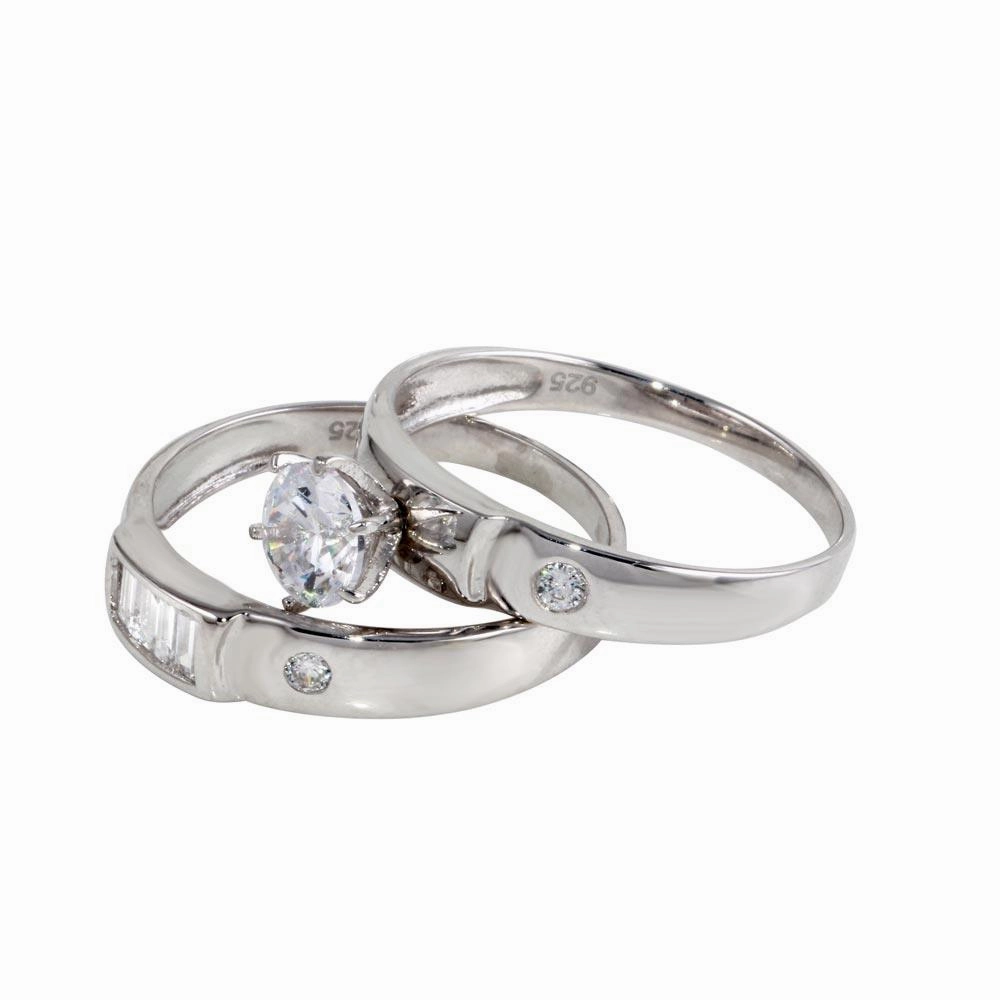 Rhodium Plated 925 Sterling Silver Double Stack CZ Ring - GMR00118