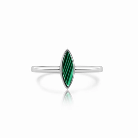 Rhodium Plated 925 Sterling Silver Green Accent Stone Cat's Eye Ring - BGR01369