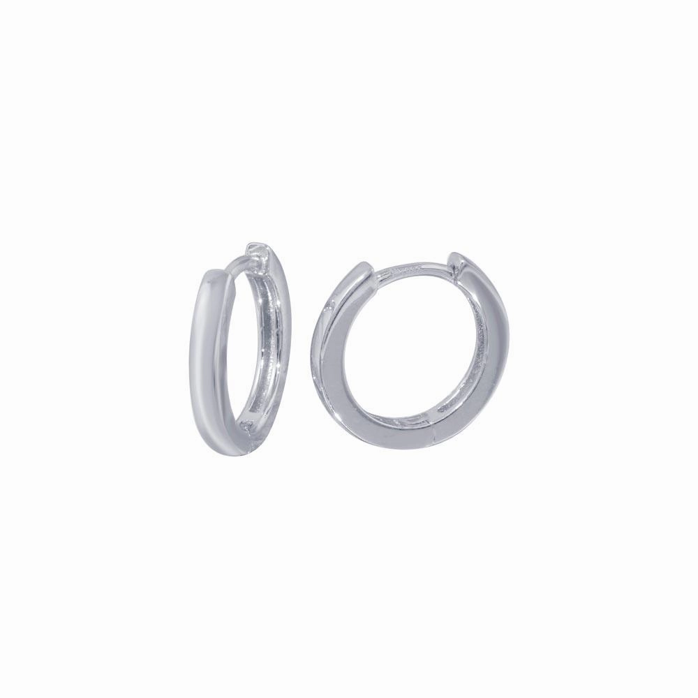 Rhodium Plated 925 Sterling Silver huggie hoop Earring - STE01297-RH