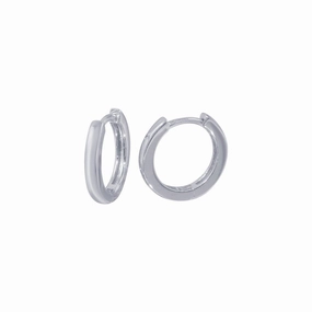 Rhodium Plated 925 Sterling Silver huggie hoop Earring - STE01297-RH