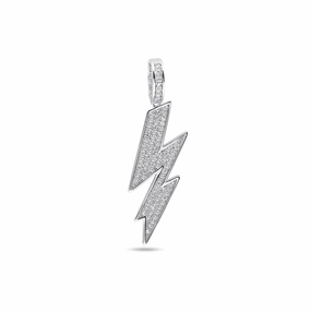 Rhodium Plated 925 Sterling Silver Lightning Clear CZ Pendant - SLP00344