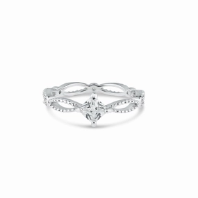 Rhodium Plated 925 Sterling Silver Marquise Clear CZ Ring - BGR01362CLR