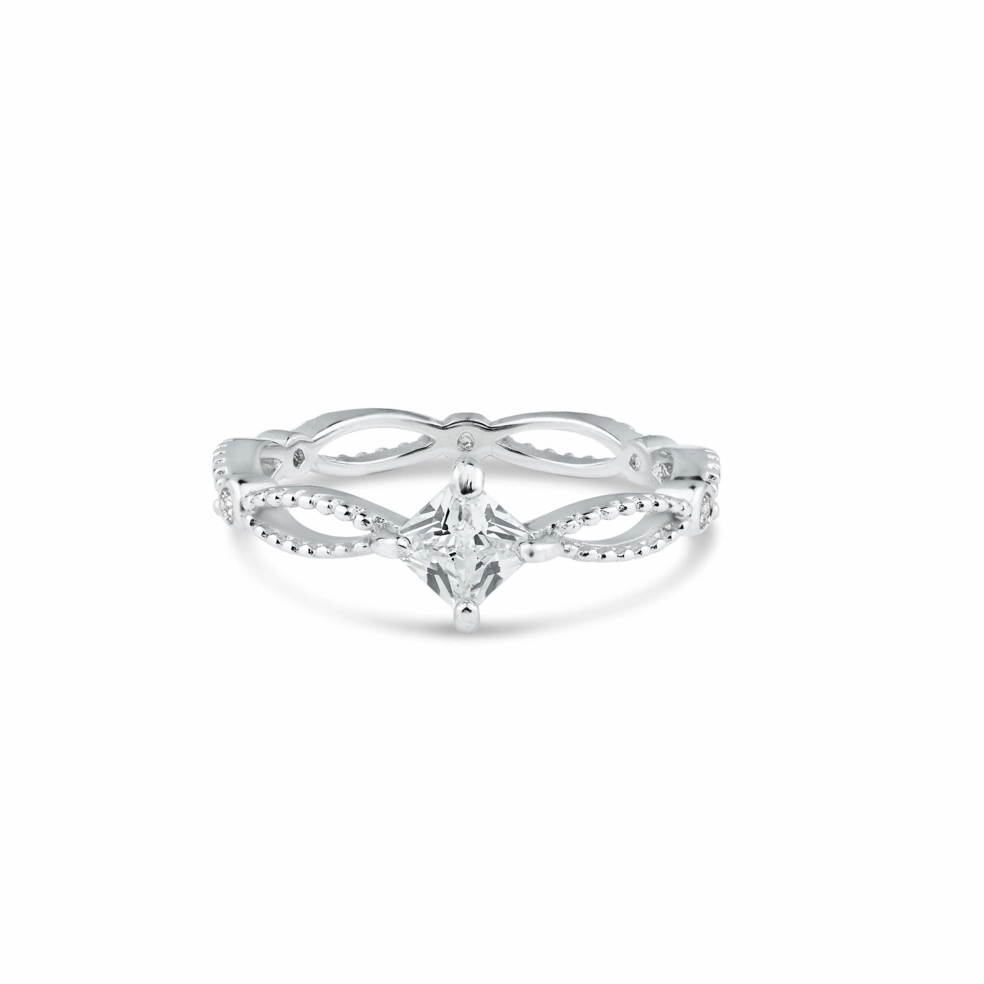 Rhodium Plated 925 Sterling Silver Marquise Clear CZ Ring - BGR01362CLR