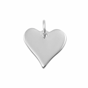 Rhodium Plated 925 Sterling Silver Medium Flat Heart Charm - HRT10
