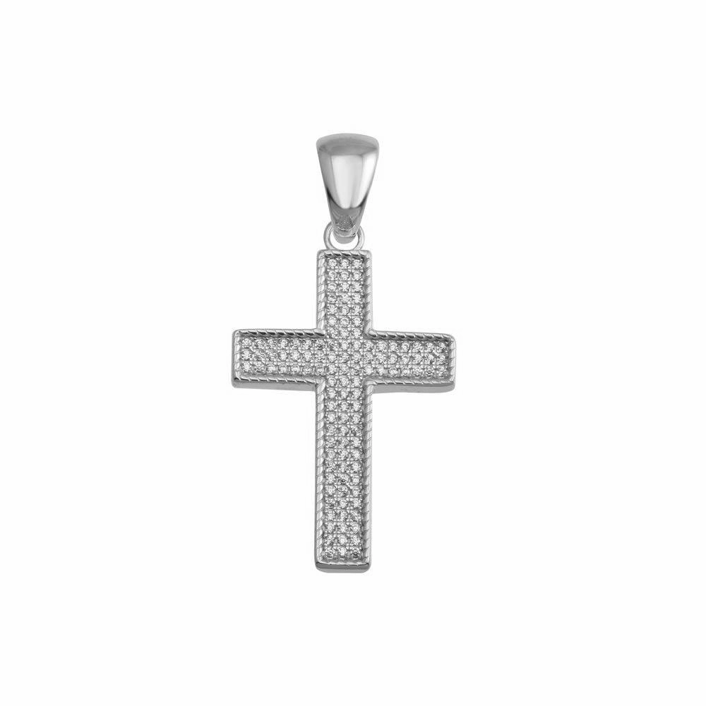 Rhodium Plated 925 Sterling Silver Moissanite 21.5mm x 31mm Iced Out Cross Hip Hop Pendant - MSLP00193